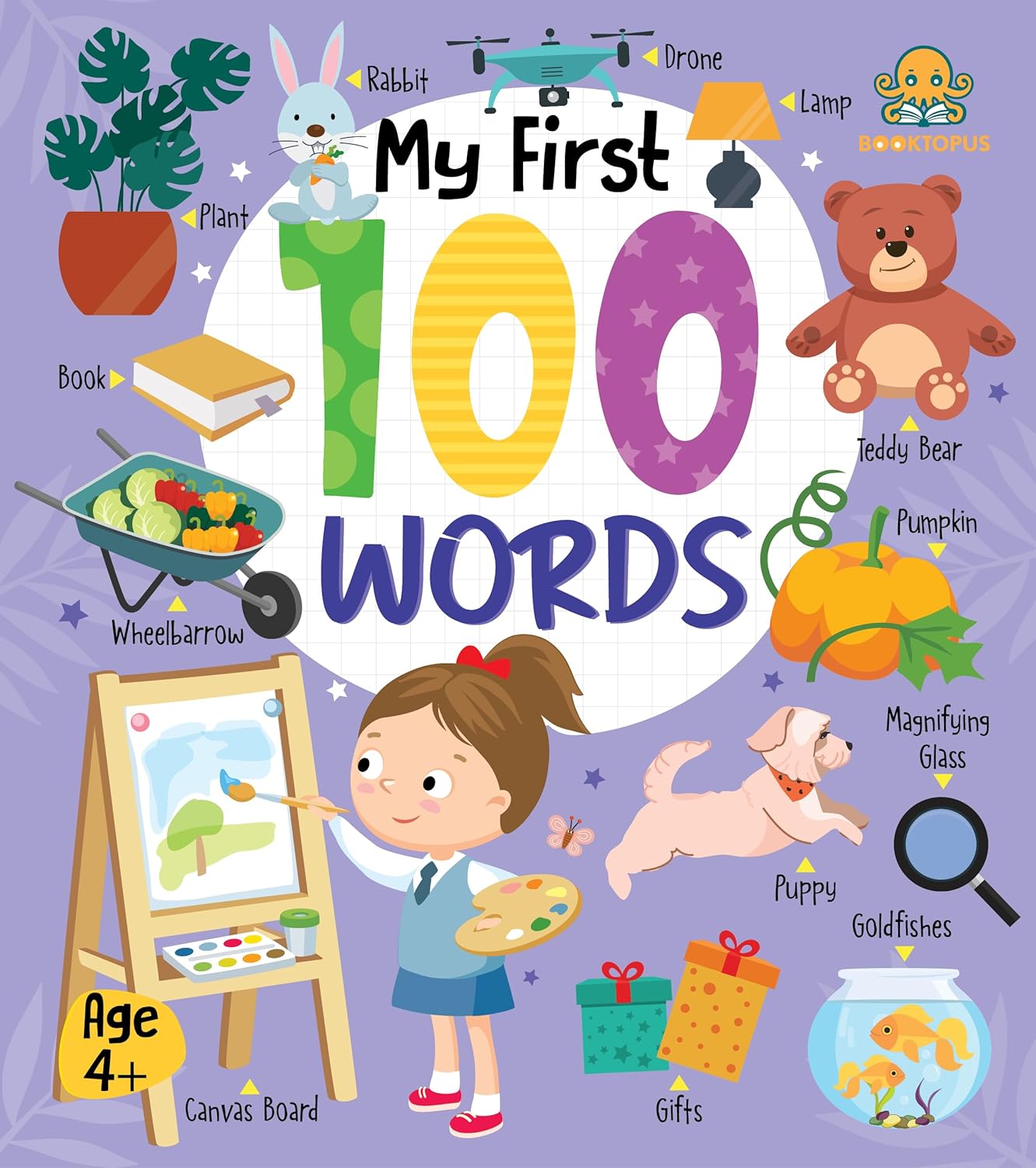 Booktopus Board Book - My First 100 Words - Early Learning Books for Kids - Picture Books for Baby 4+ Years